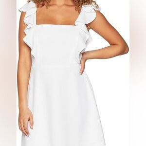BCBGeneration White Sheath Mini Dress with Flutter Sleeves